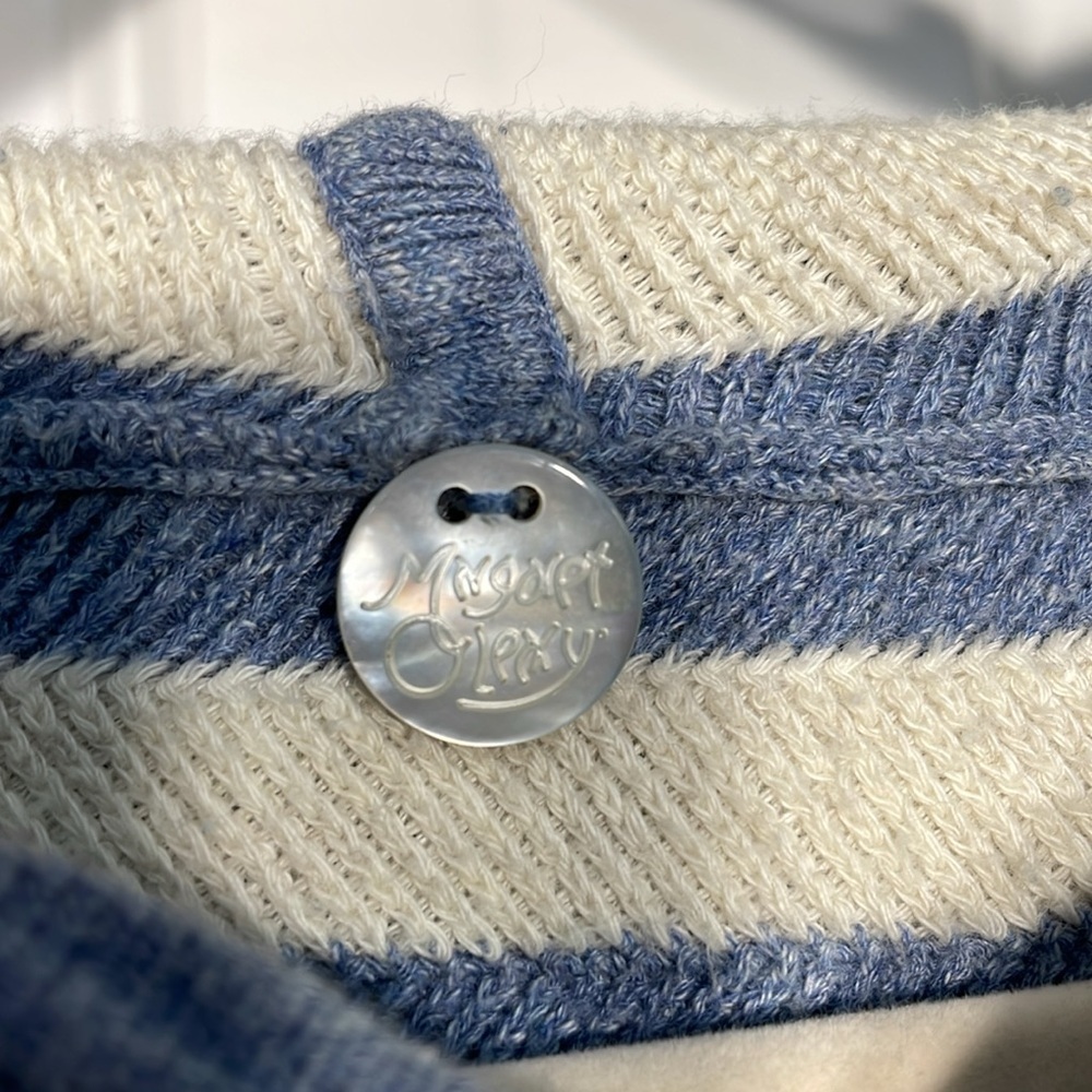 Margaret O’Leary Stripped Hoodie Size Small Thumb Holes Pocket Drawstring Bottom - Picture 6 of 12